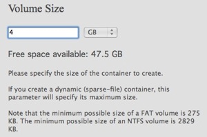 Select Volume Size Select Volume Size
