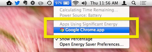 Find apps using energy with the menu bar