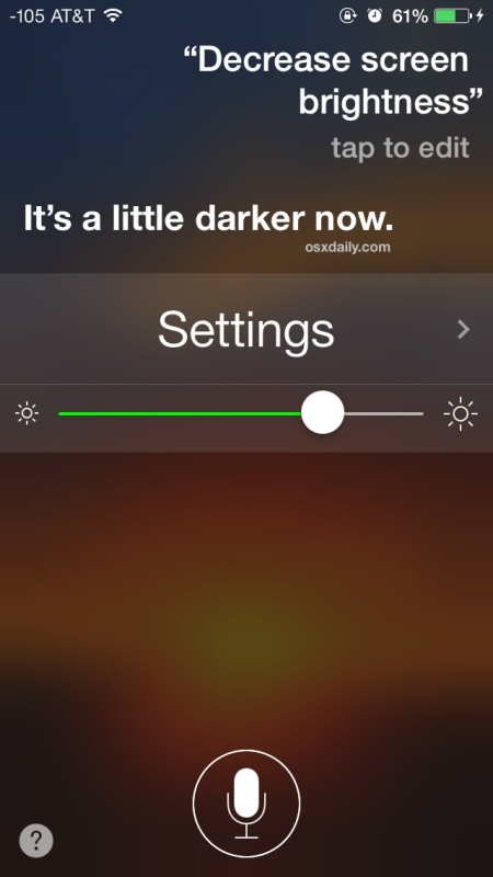 Change display brightness on the iPhone or iPad with Siri