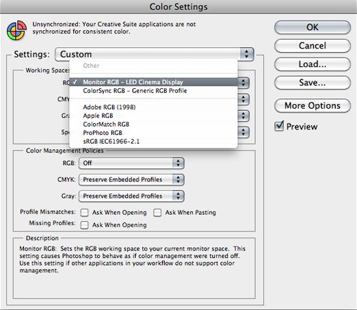 edit colour settings