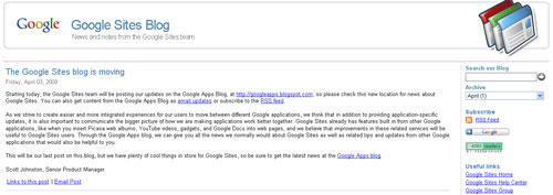 Google Sites blog