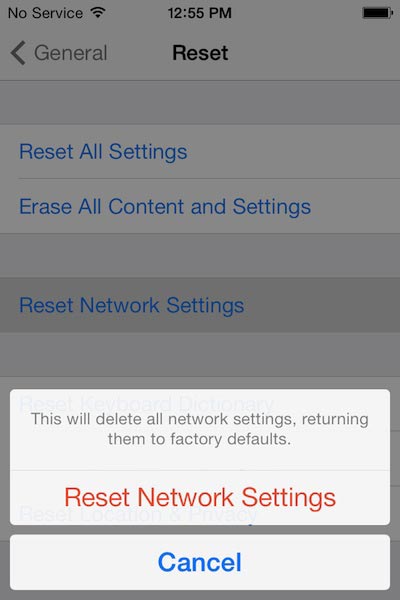 Reset the Network Settings in iOS 