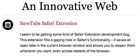 safari extension, SaveTabs