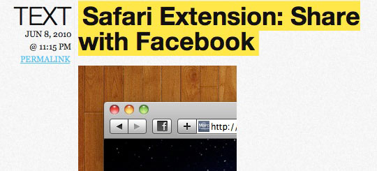 safari extension, Share with Facebook