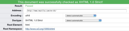 Safari Validator screenshot on the validation report