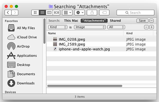 Search for attachment types in Messages