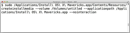 Terminal command to make an OS X  Mavericks installer
