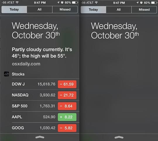 Today View in Notification Center for iOS