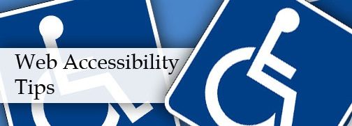 Image with text that says Web Accessibility Tips