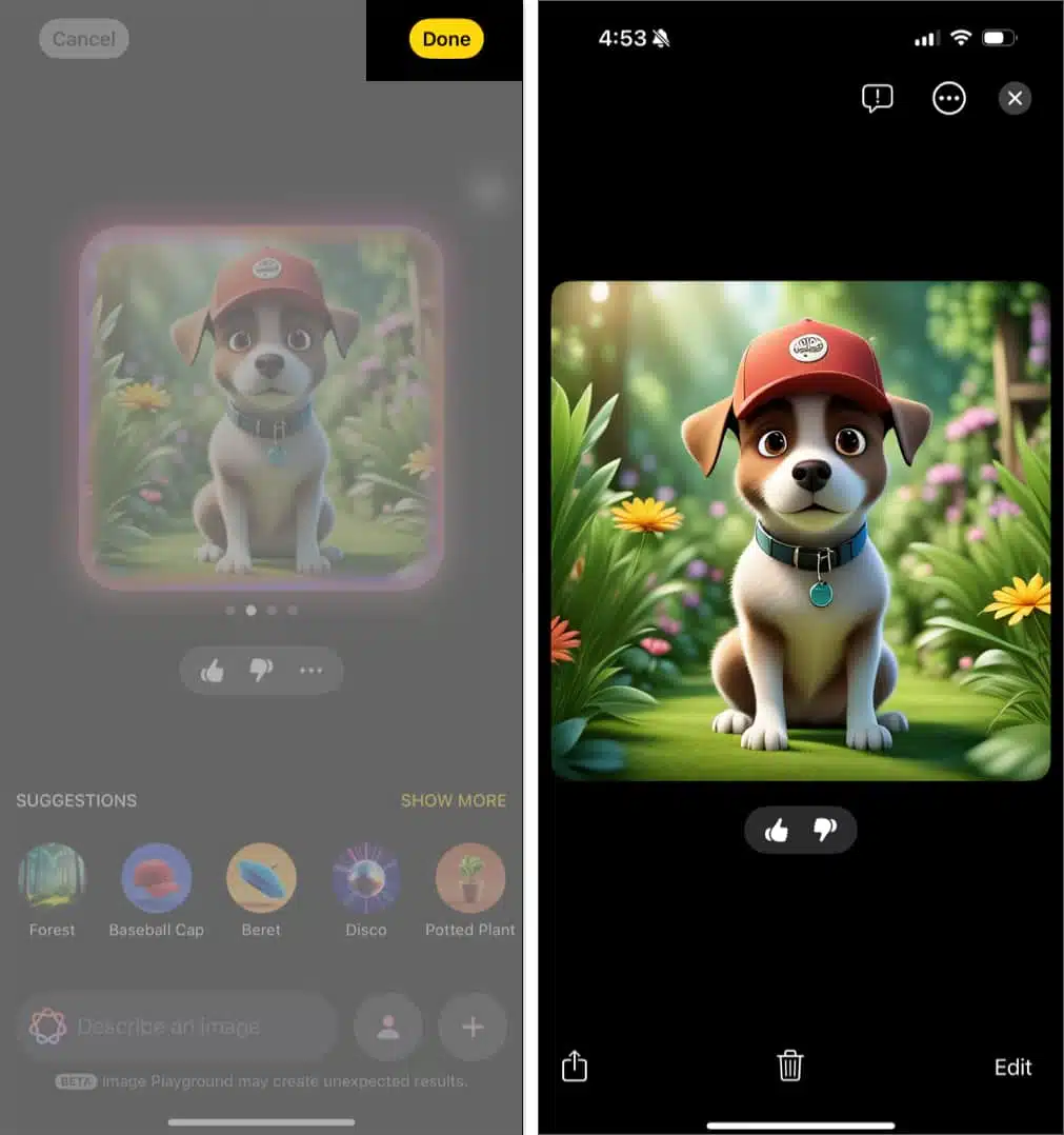 How to use apple image playground to create ai art on iphone Seeing all the generated images in the image playground app