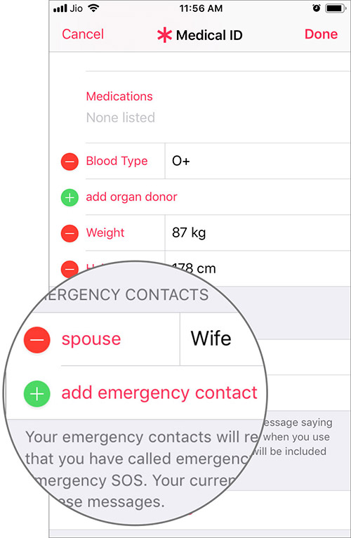 Add Emergency Contact in iPhone Health App