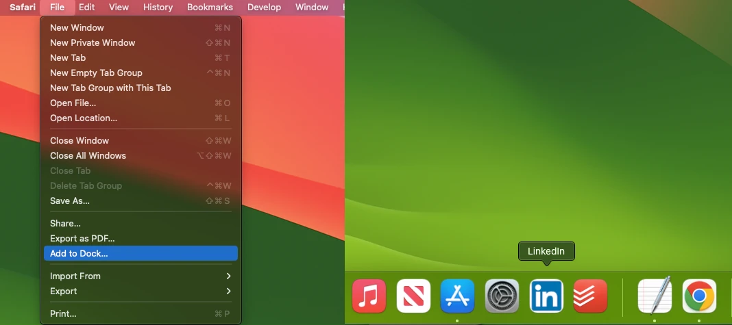Add LinkedIn App to Mac Dock