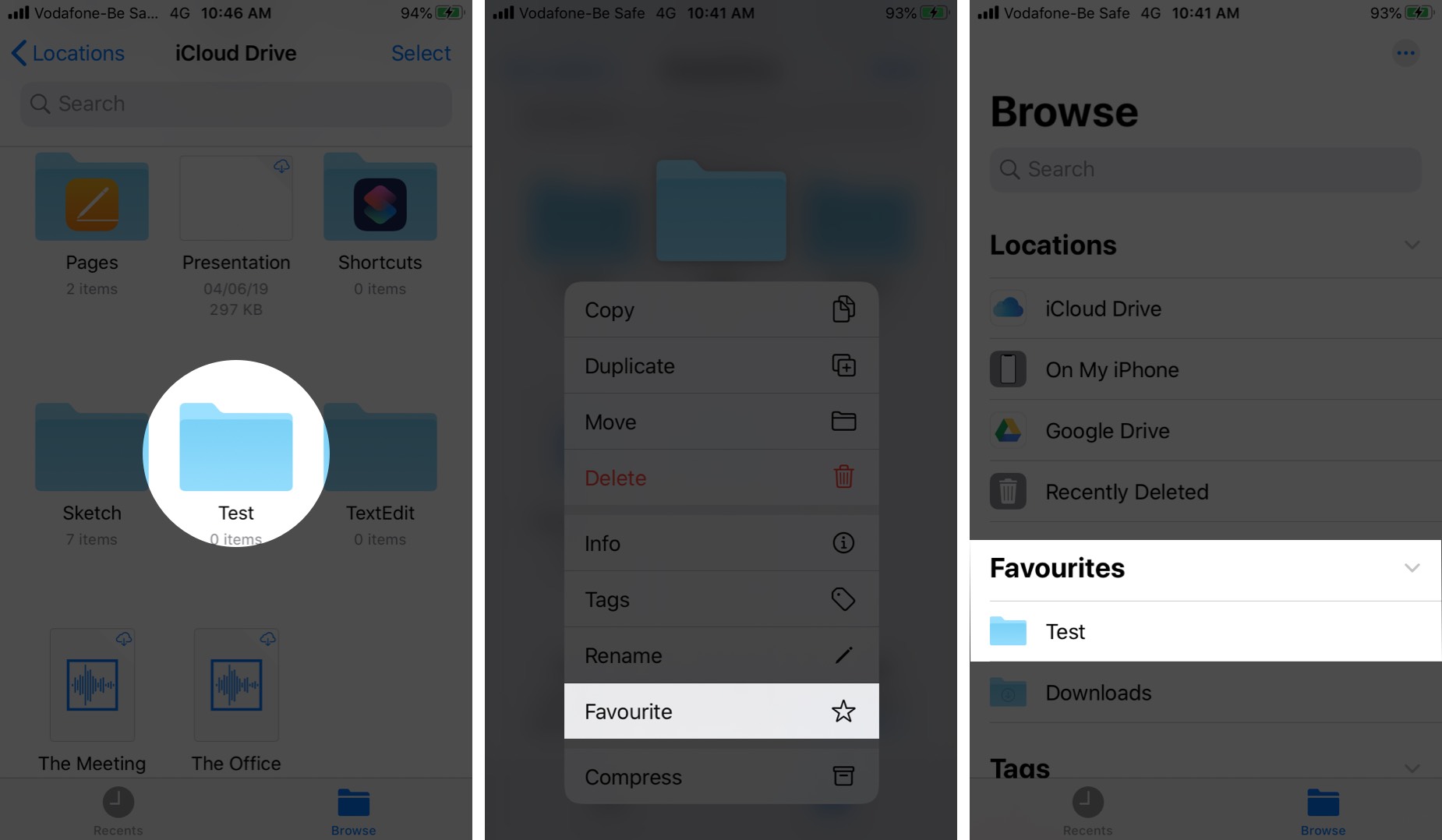 Add a Folder to Favorites in iOS 13 Files App on iPhone