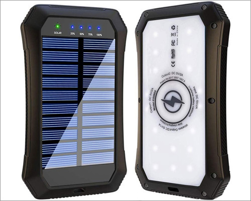 Apapower Solar Power Bank for iPhone 11, 11 Pro, and 11 Pro Max