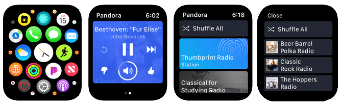 Apple Watch Streaming Apps Pandora App Faces