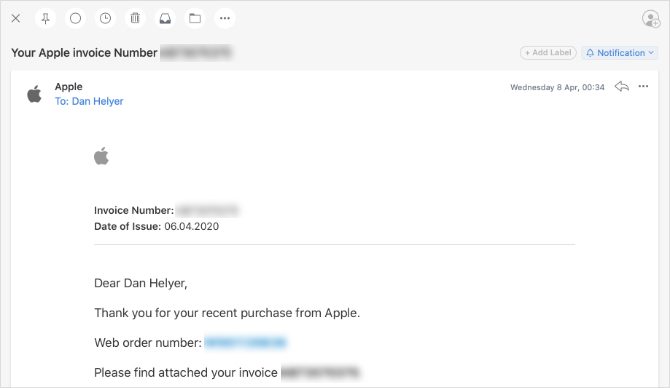 Apple invoice email