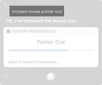 Ask Siri to Increase Mouse Pointer Size on Mac