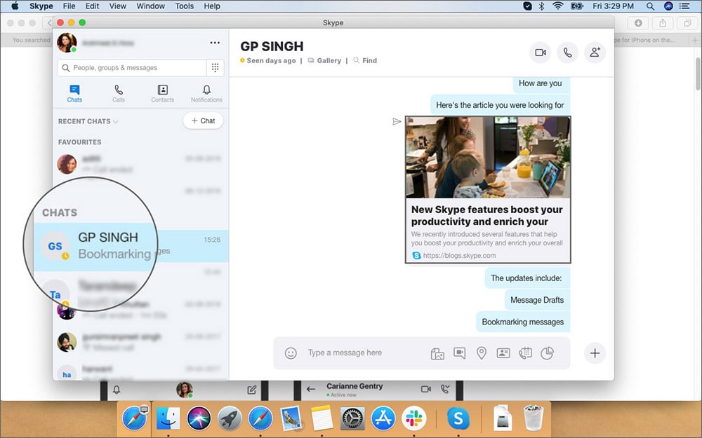 Bookmark Skype Chat on Mac and iPhone