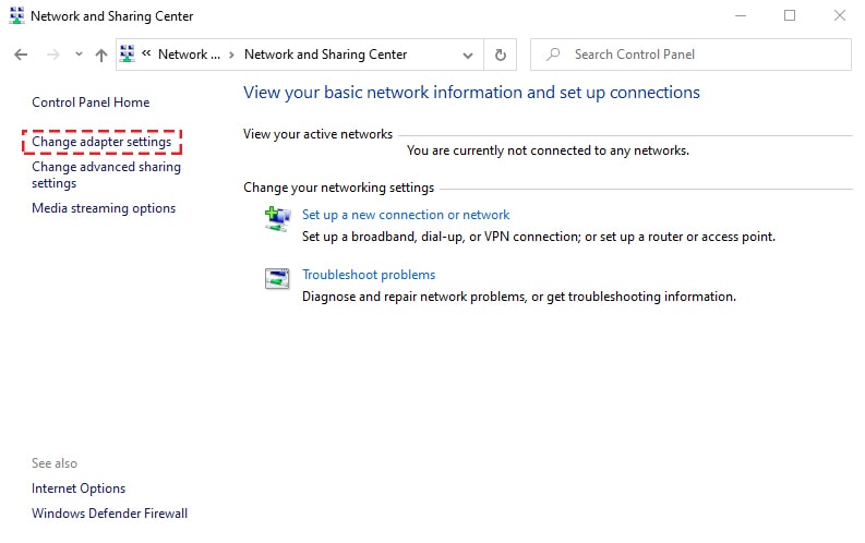 Change adapter settings