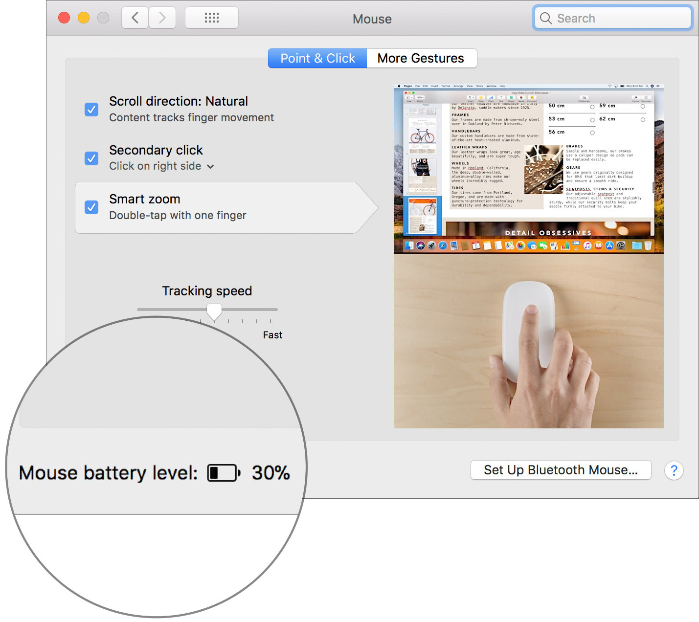 Check battery level of the Bluetooth Mouse on Mac