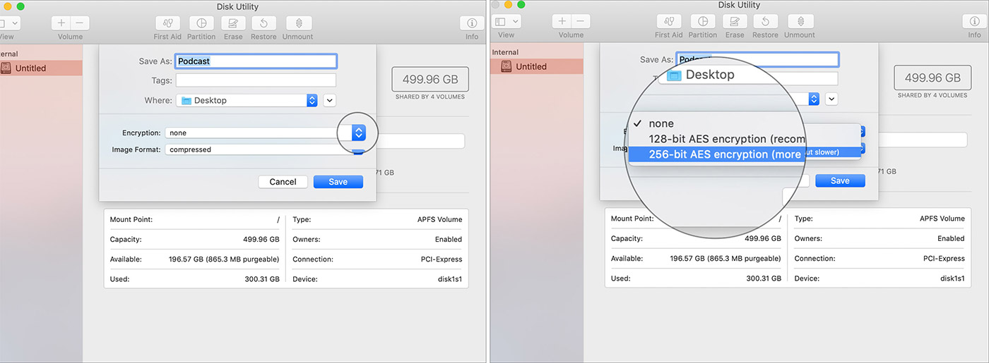 Choose the 256-bit AES encryption in Mac Disk Utility