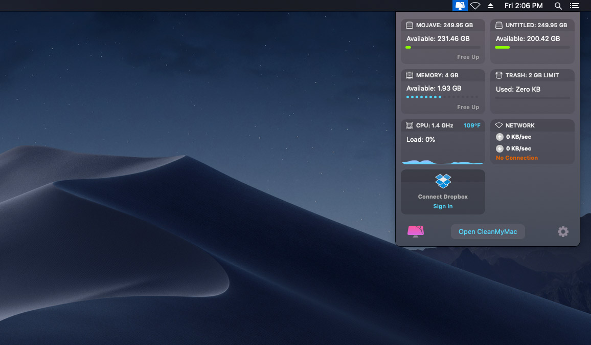 Cleanmymac Menu