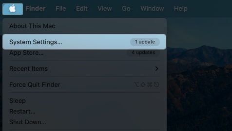 Click Apple logo, then select System Settings on Mac