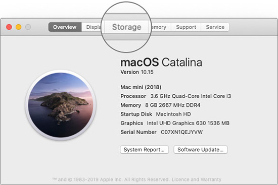 Click Storage Tab on Mac