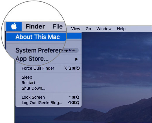 Click on Apple Logo and Select About This Mac