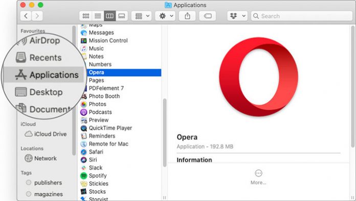 Click on Applicaions Folder in Mac Finder