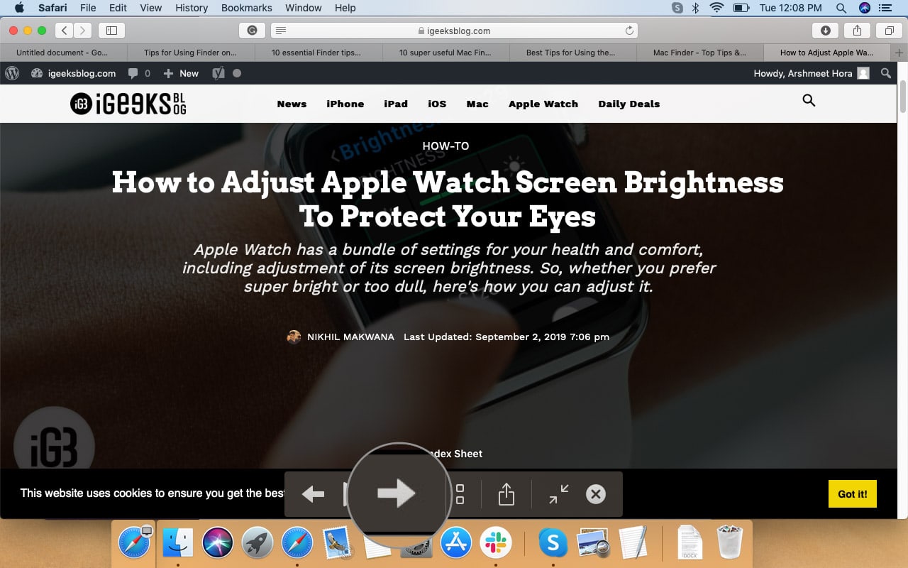 Click on Arrow to Change Files in macOS Finder