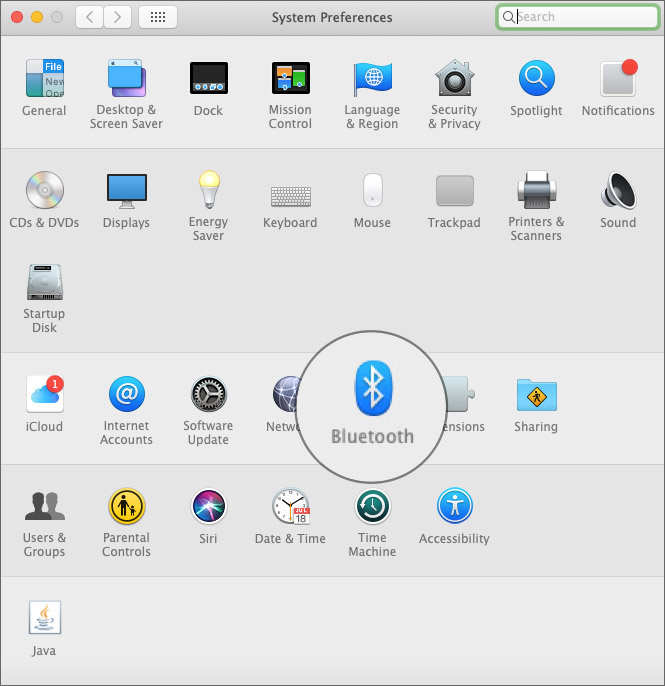 Click on Bluetooth in Mac System Preferences