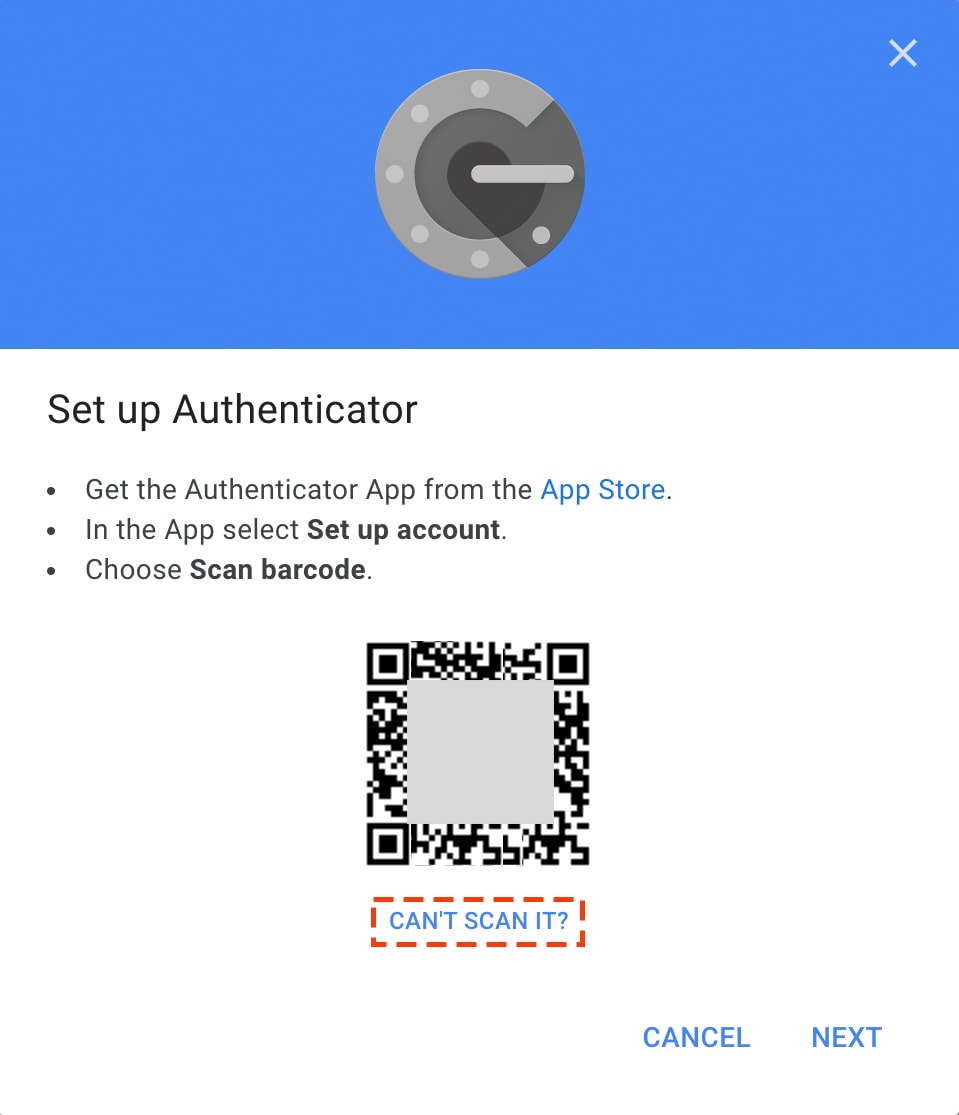 Click on Can't Scan it