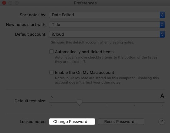 Click on Change Password on Mac