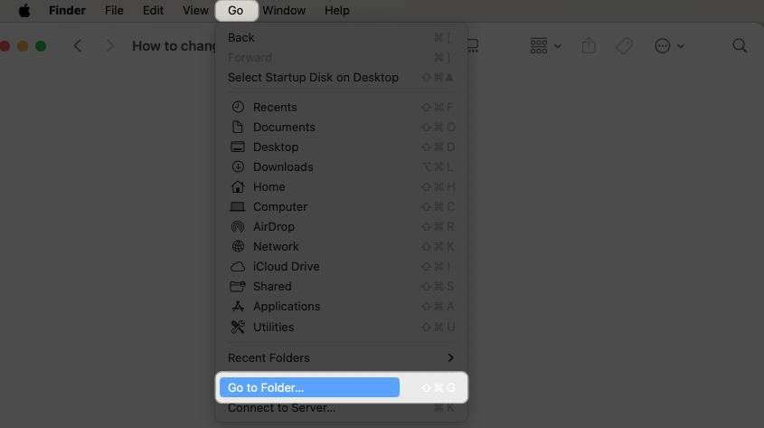 Click on Go in the menu bar and select Go to Folder