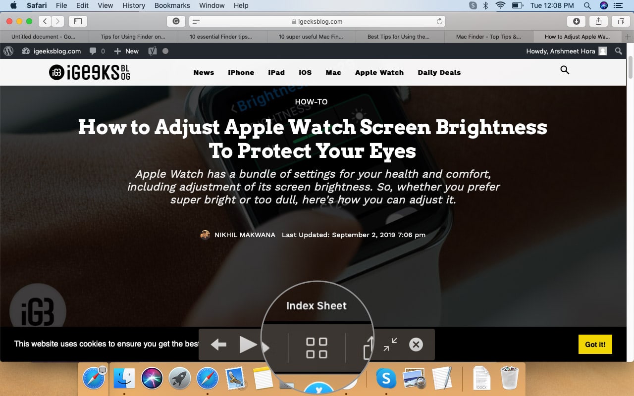 Click on Index Sheet to View All Files in Mac Finder