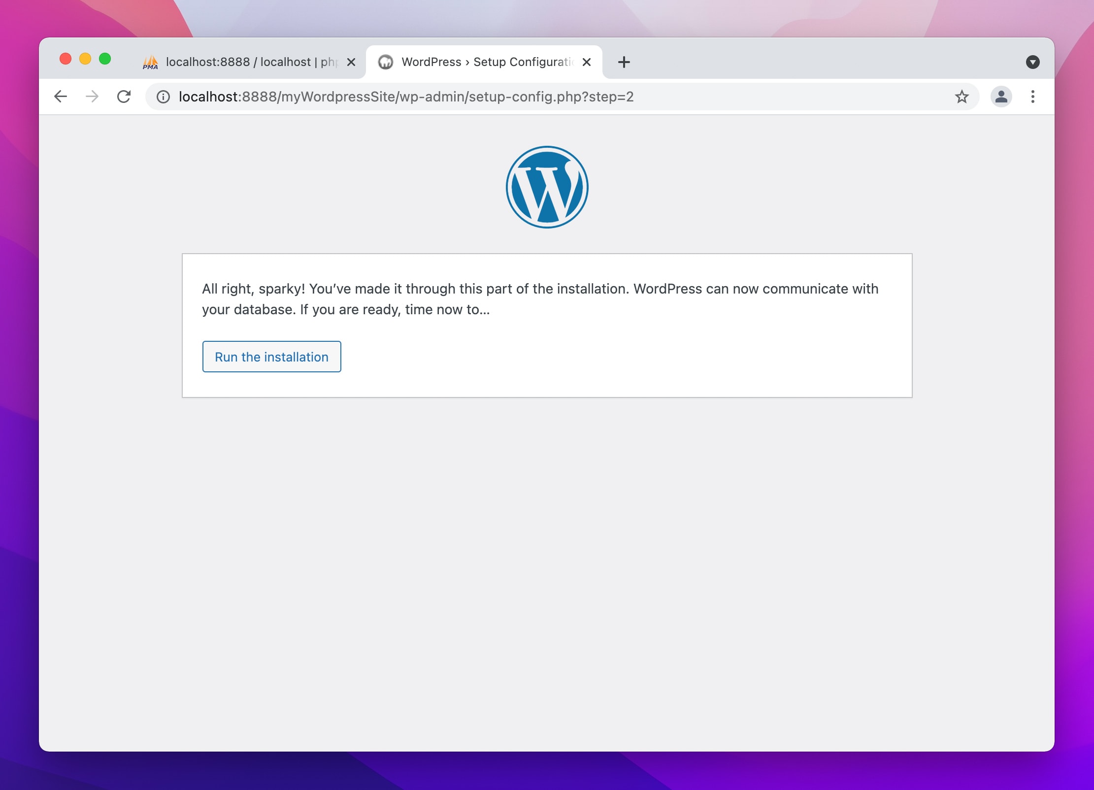 Click on Run the installation