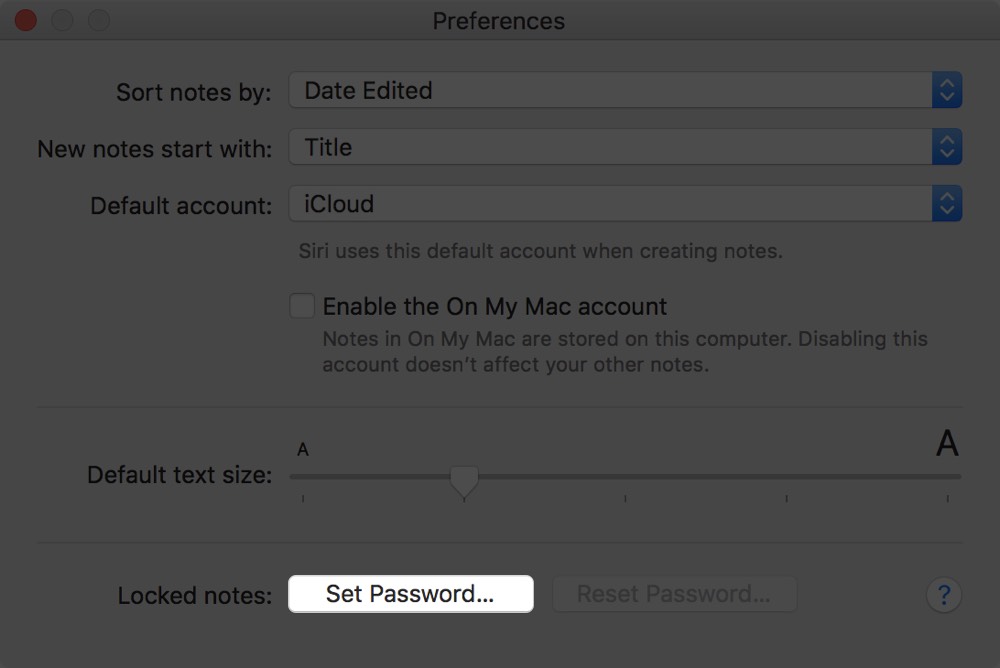Click on Set Password on Mac
