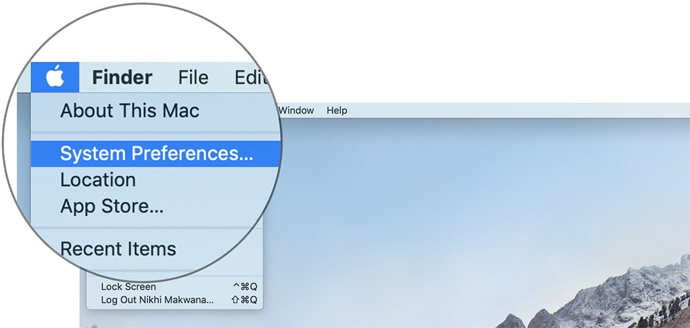 Click on System Preferences on Mac