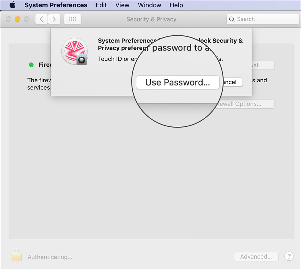 Click on Use Password on Mac