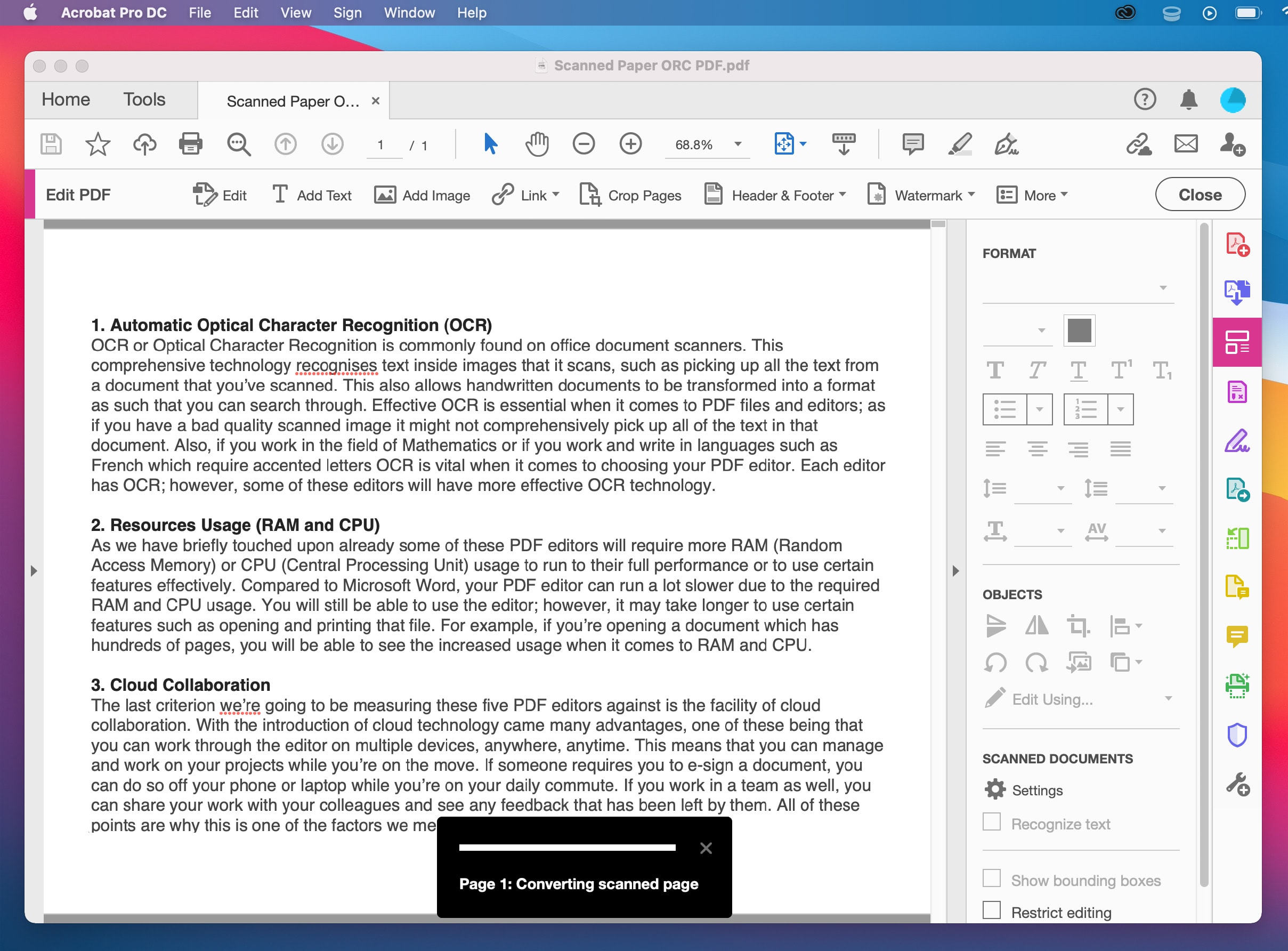 Convert Scanned PDF File to Word with Acrobat Pro DC