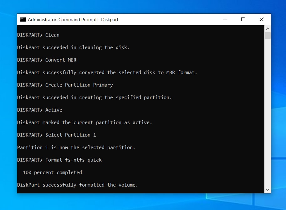 Convert to MBR and Create Partiton with NTFS