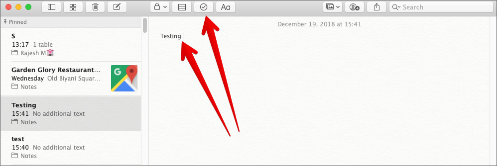Create A Checklist in Notes App on Mac