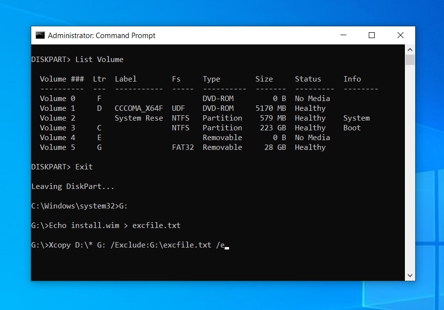 Create Exclude List for Install.wim File