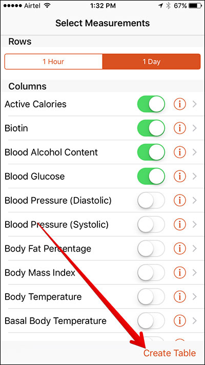 Create Table in QS iPhone App