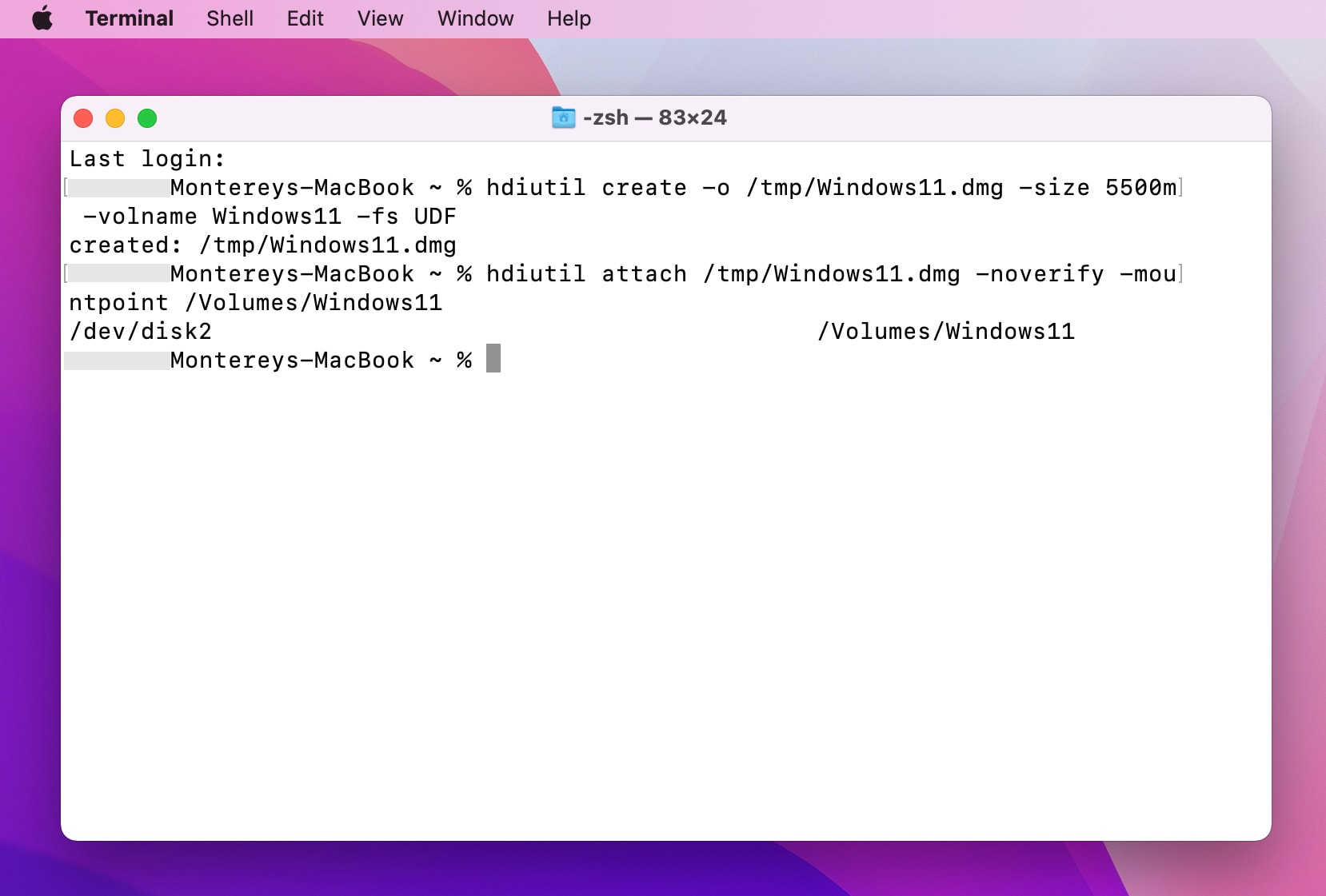 Create Windows 11 DMG and Mount to your Mac