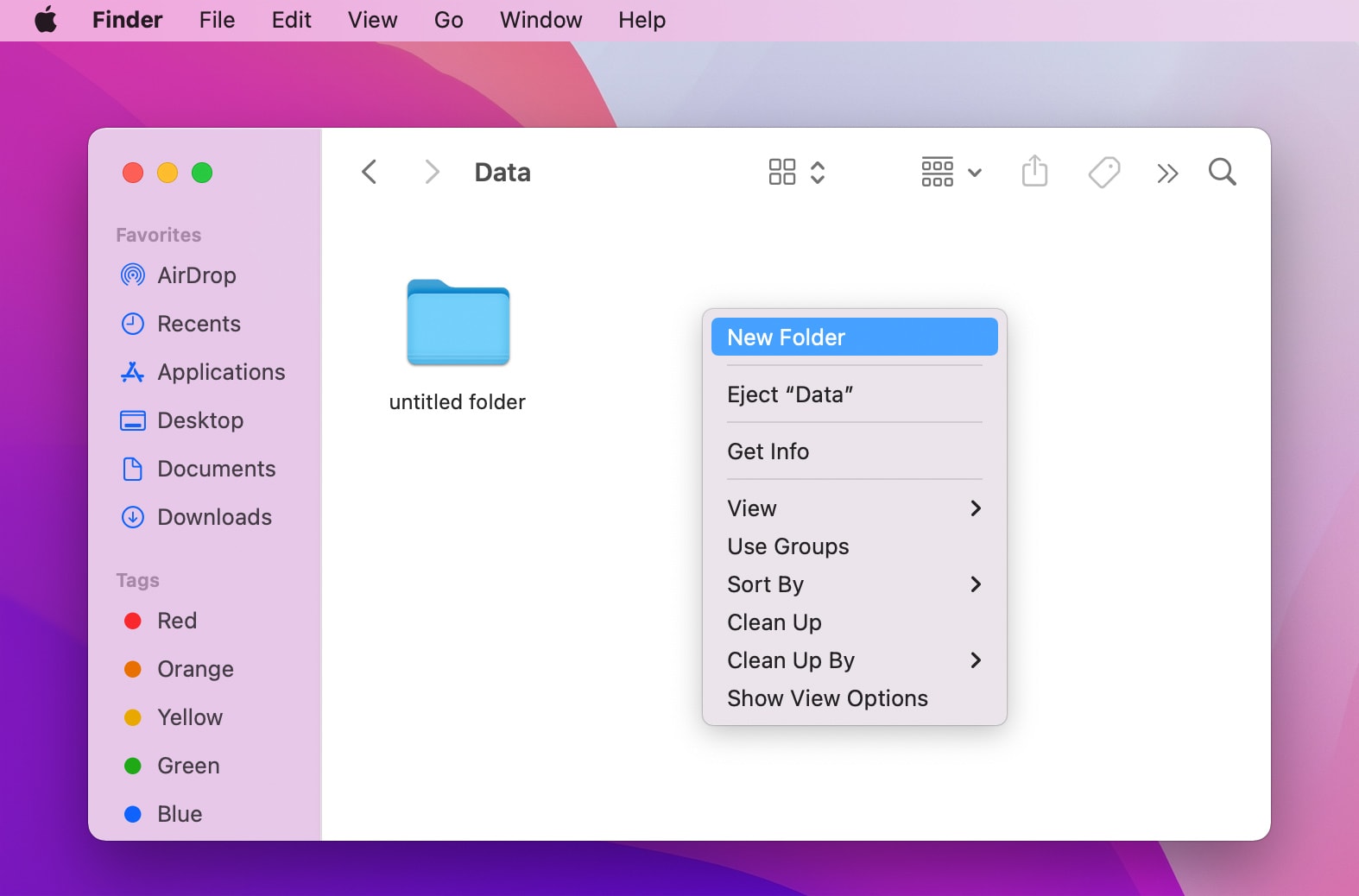 Create a New Folder on NTFS Drive on macOS Monterey