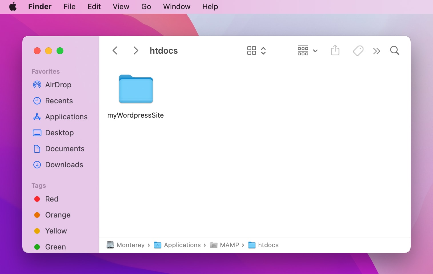 Create a new folder inside the htdocs