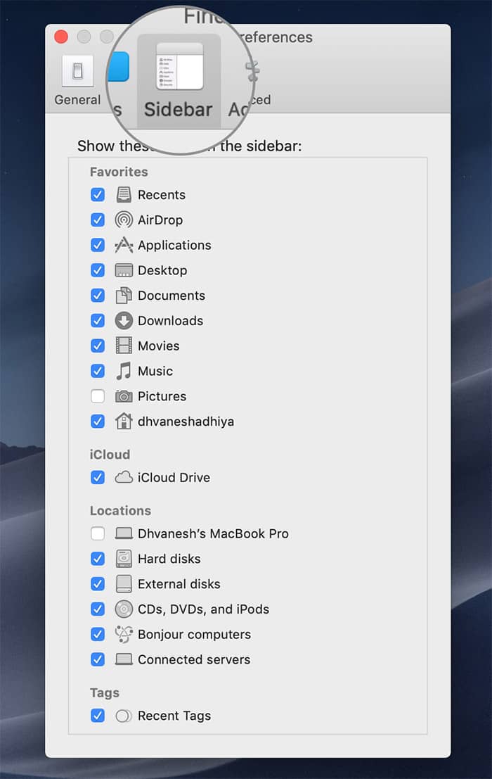 Customize Finder Sidebar on Mac