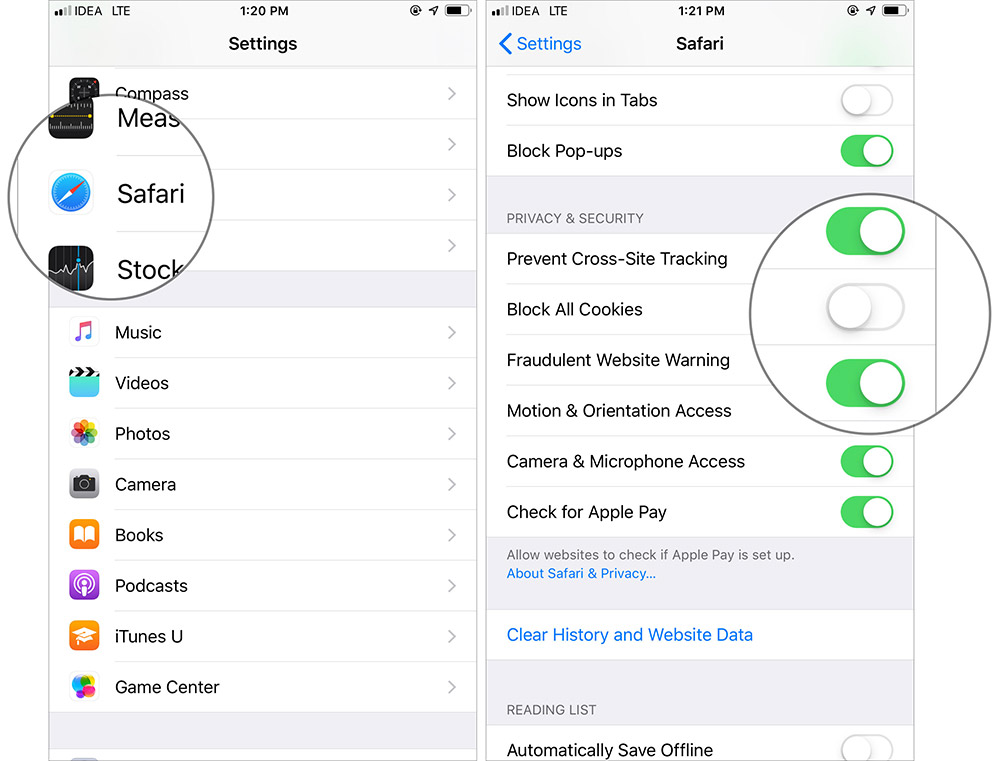 Customize Privacy and Security in Safari on iPhone